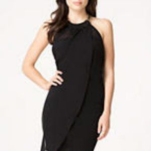 BEBE Black Draped Overlay Dress